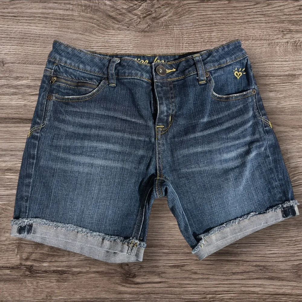 Justice Dark Blue Jean Shorts with Frayed Hem Girl’s Sz 16R